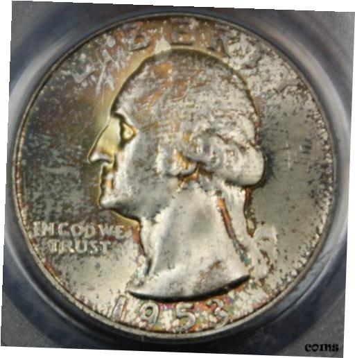 yɔi/iۏ؏tz AeB[NRC RC   [] 1953-S Silver Washington Quarter 25c Coin PCGS MS-65 Toned Gem BU UNC