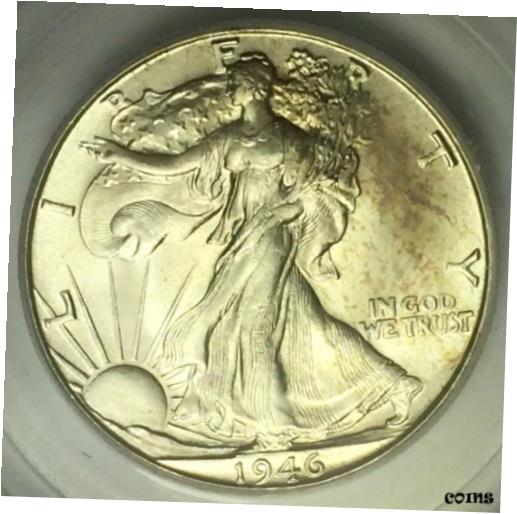 【極美品/品質保証書付】 アンティークコイン コイン 金貨 銀貨 [送料無料] 1946 D Walking Liberty Half Dollar PCGS MS65 Light Toning