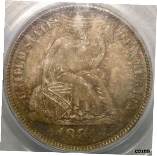  アンティークコイン コイン 金貨 銀貨  1884 LIBERTY SEATED SILVER DIME APPEALING GORGEOUS TONING PCGS MS 65 CHOICE GEM+