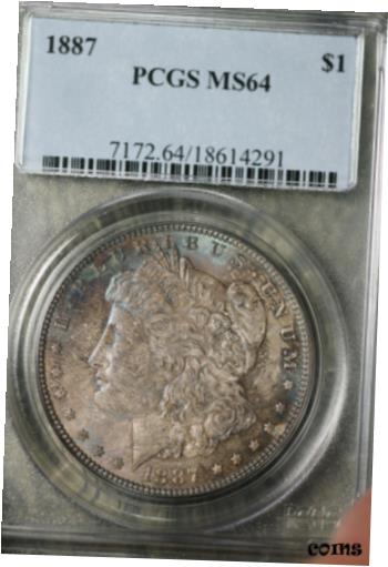  アンティークコイン コイン 金貨 銀貨  Attractively Toned 1887 Morgan Silver Dollar - PCGS MS64!