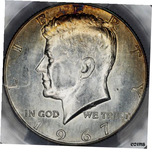 【極美品/品質保証書付】 アンティークコイン コイン 金貨 銀貨 [送料無料] 1967 KENNEDY HALF DOLLAR PCGS MS64 SILVER UNC BU SUBTLE ORANGE COLORED TONED (MR