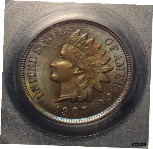  アンティークコイン コイン 金貨 銀貨  1907 PCGS MS64 Brown Indian Cent, rich medium brown surfaces, gorgeous toning