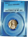 【極美品/品質保証書付】 アンティークコイン コイン 金貨 銀貨 [送料無料] 1968-D 1C RD Lincoln Memorial Cent-PCGS #2908 Grade MS64RD--211-1
