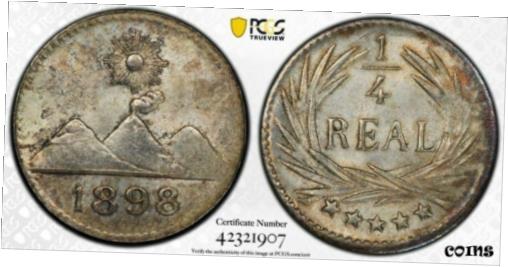 ڶ/ʼݾڽա ƥ    [̵] 1898 Guatemala 1/4 Real PCGS MS63 Lot#G1310 Silver! Gem BU!