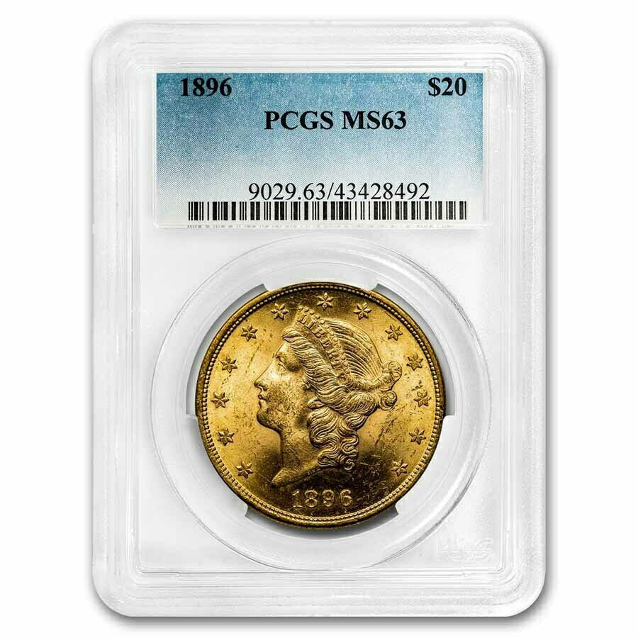 【極美品/品質保証書付】 アンティークコイン 金貨 1896 $20 Liberty Gold Double Eagle MS-63 PCGS - SKU#117266 [送料無料] #got-wr-8790-1134