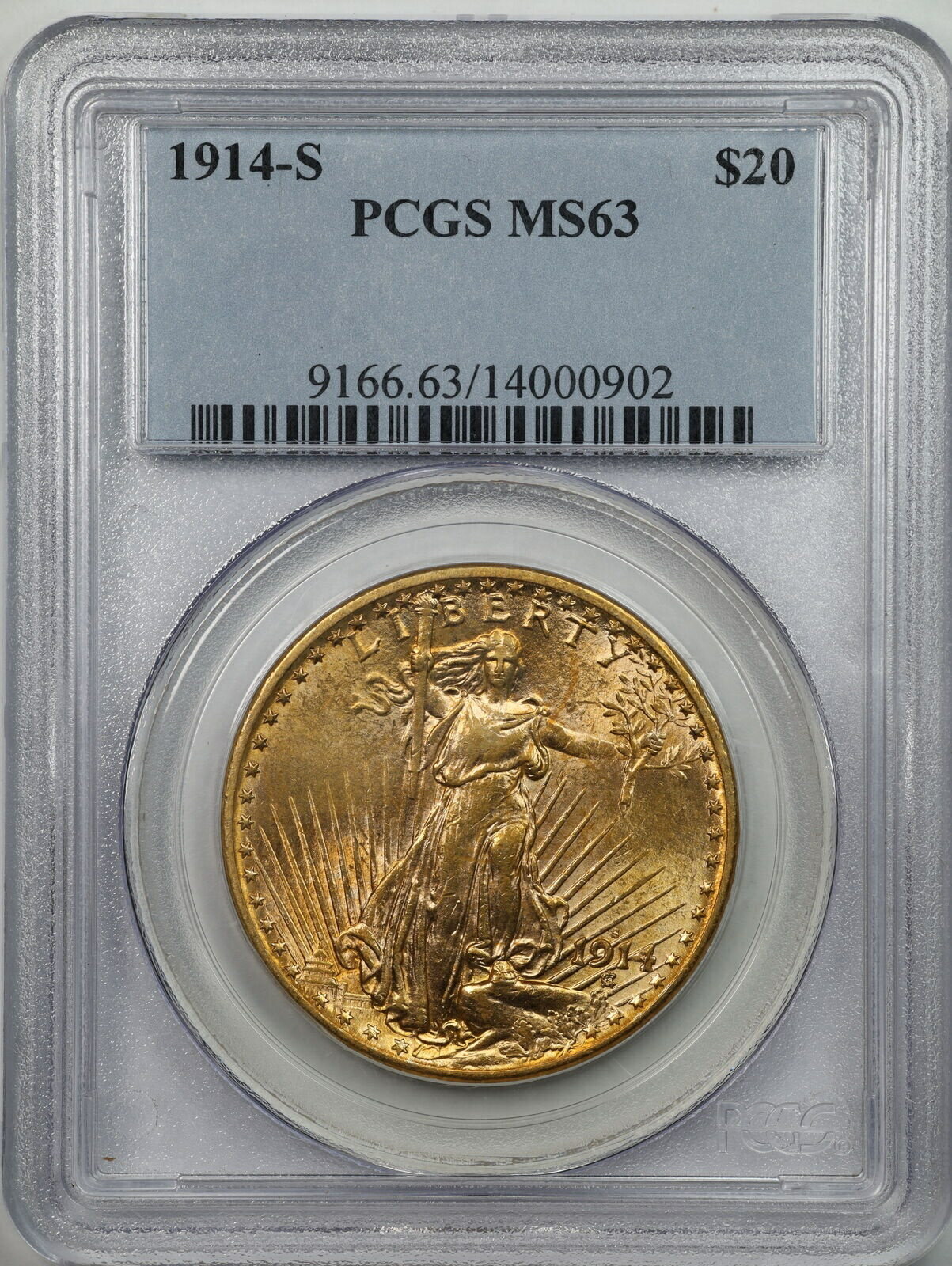 ڶ/ʼݾڽա ƥ  1914-S $20 Saint-Gaudens Gold Double Eagle MS63 PCGS 14000902 [̵] #got-wr-8790-1733