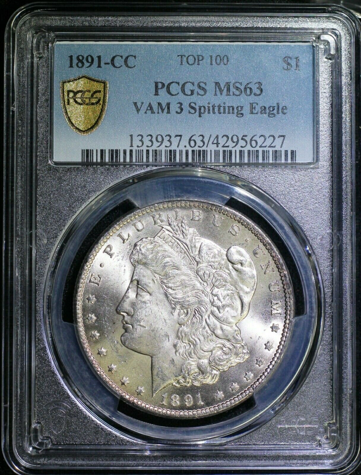  アンティークコイン 銀貨 1891 CC Morgan Silver Dollar PCGS MS63 TOP 100 VAM 3 Spitting Eagle Carson City  #sot-wr-8790-269