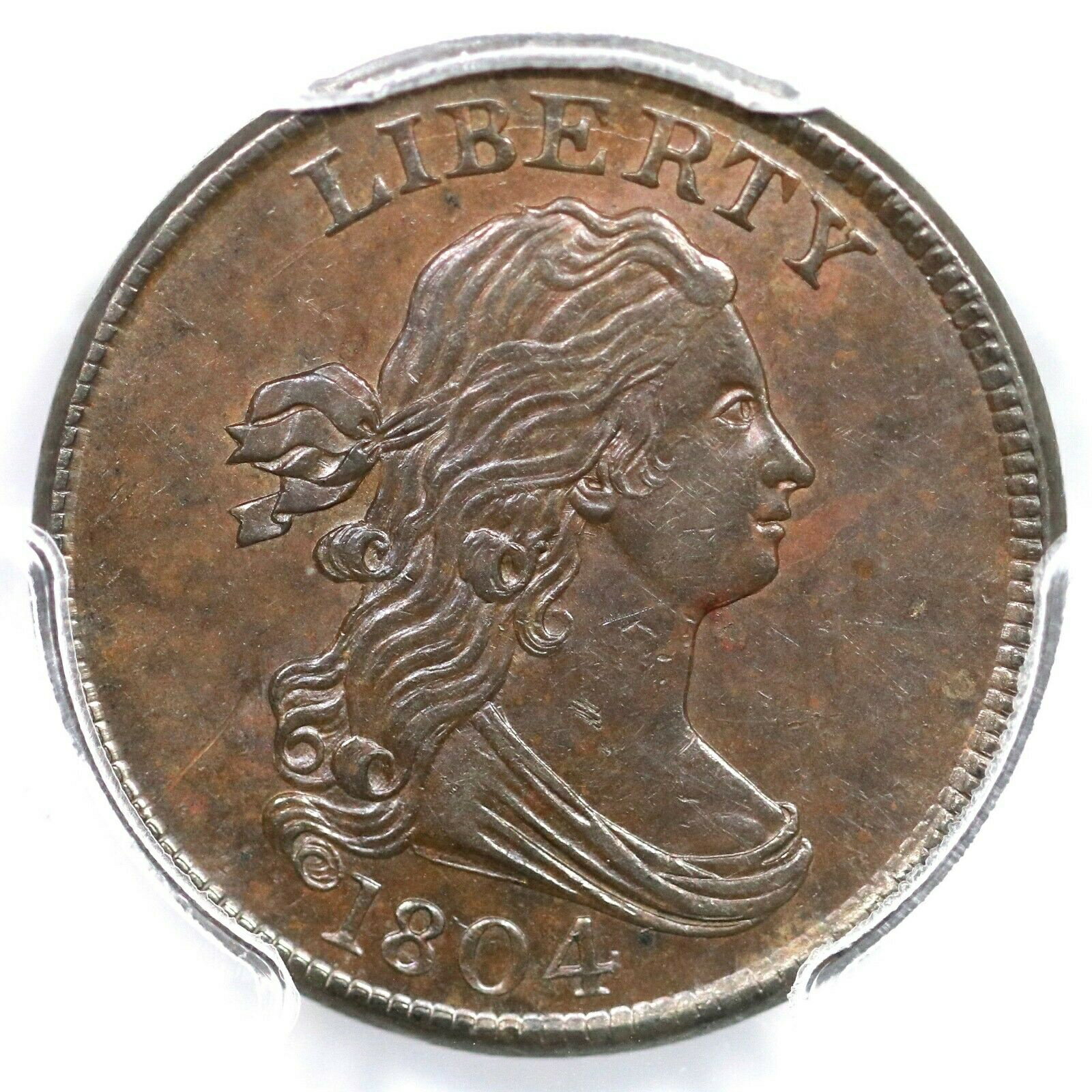 【極美品/品質保証書付】 アンティークコイン 硬貨 1804 C-9 R-2 PCGS MS 63 BN Crosslet 4, Stems Draped Bust Half Cent Coin 1/2c [送料無料] #oct-wr-8790-2808