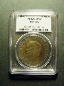 ڶ/ʼݾڽա ƥ Ų 1914-D GERMANY BAVARIA 5 MARK PCGS MS63 - PROOF LIKE [̵] #oot-wr-8790-2956