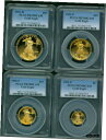 1992 4 コイン セット W & P $50 $25 $10 $5 ゴールド イーグル PCGS PR70 プルーフ PF70 希少1992 4 Coin ...