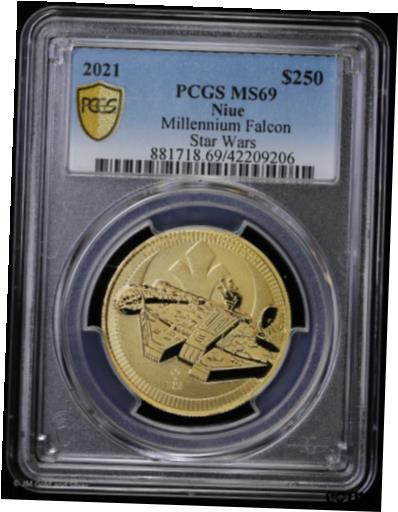 【極美品/品質保証書付】 アンティークコイン 金貨 2021 Niue 1 oz Gold Star Wars Millennium Falcon PCGS MS 69 | Han Solo BU [送料無料] #got-wr-8791-2811