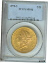 1892-S $20 リバティ ダブル イーグル PCGS MS61 MS-61 希少で美しい !1892-S $20 Liberty Double Eagle...