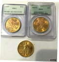 【極美品/品質保証書付】 アンティークコイン 金貨 3- U.S. $20 GOLD COINS 1923,1897-S PCGS MS 62, 1925 PCGS MS 62 [送料無料] #gct-wr-8791-4685