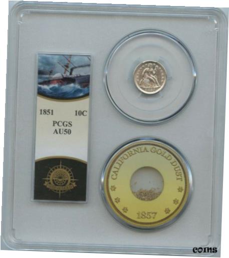 ڶ/ʼݾڽա ƥ  1851 10C Liberty Dime PCGS AU50 SS Central America Pinch Gold [̵] #got-wr-8791-632