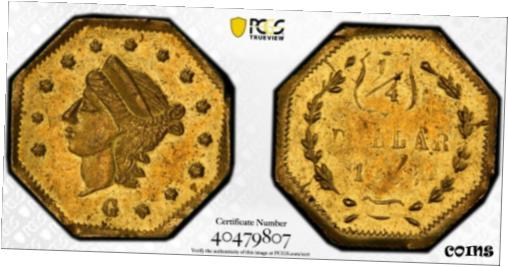 【極美品/品質保証書付】 アンティークコイン コイン 金貨 銀貨 [送料無料] 1868 California Fractional Gold Oct 25c Liberty-Shield BG-747. PCGS MS62. HR5