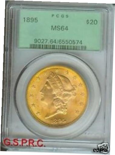 【極美品/品質保証書付】 アンティークコイン 硬貨 1895 $20 LIBERTY DOUBLE EAGLE PCGS MS64 MS-64 OLD GREEN HOLDER OGH ! [送料無料] #oot-wr-8791-7122