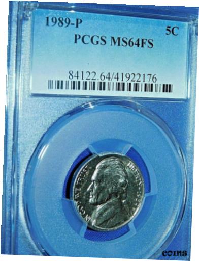 【極美品/品質保証書付】 アンティークコイン コイン 金貨 銀貨 [送料無料] 1989-P 5C Full Steps Jefferson Nickel-PCGS #84112 Grade MS64FS--558-1