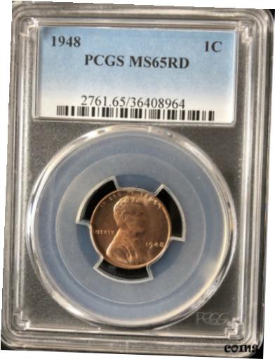 1948 1C RD 󥫡 1  PCGS MS65RD 364089641948 1C RD Lincoln Wheat ...