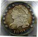 1821年 キャップ バストダイム ラージ 日付 PCGS VF 詳細... レインボーリムトーン付き 良好1821 Cap Bust Dime Large Date PCGS VF Details... With rainbow rim tone Good condition(3)