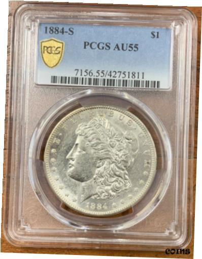 【極美品/品質保証書付】 アンティークコイン 硬貨 1884年-S モーガンシルバー ドル PCGS AU 55 * ルック ニッカー *- show original title [送料無料] #oot-wr-8812-845