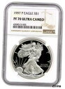 1997-P Proof American Silver Eagle One Dollar Coin NGC PF70 UC※関税は当ショップ負担（お客様負担無し）※全国送料無料・海外輸送無料※商品の状態は画像をご確認下さい（極美品・目立った汚れ無し）※輸入品の為英語表記となります※その他ご不明点はお気軽にお問合せ下さい！Modified Item: NoCountry/Region of Manufacture: United StatesCertification Number: VariesCertification: NGCStrike Type: ProofMint Location: PhiladelphiaGrade: PF70Coin: American EaglePrecious Metal Content per Unit: 1 ozBrand/Mint: U.S. MintYear: 1997Circulated/Uncirculated: NGCComposition: SilverDenomination: $1[ご購入前に必ずお読み下さい]親切丁寧に、商品到着までサポート対応させていただきます。■パソコンの画像・画質により色や素材感が、実際の商品と多少異なる場合がございますので予めご了承くださいませ。■お客様のご都合（程度の解釈相違を含む）による商品のご購入後のキャンセル返品は、原則としてお受け致しておりません。未払いのまま2日以上連絡が取れない場合はキャンセルさせて頂きます。その場合、事務局側が自動的に「非常に悪い」の評価を付けてしまいますのでご注意ください。※お支払い頂いた場合は連絡は不要です。※他ショップでも販売しておりますので、稀に在庫がない場合がございます。■不具合での返品は箱などすべてが到着時の状態になるものに限らせていただきます。※当店では不良品はすべて現物確認と不具合の確認を行い対応をさせて頂いております。■お客様のご都合によるご注文確定後の商品のキャンセルにつきましては承っておりません。また、ご入金確認後、またはご決済完了確認後のキャンセルにつきましては、ご注文総額の30％のキャンセル料をご請求させていただきます。■領収書二重発行やトラブル防止のため、領収書発行は行っておりません。事務局側が発行している「支払い明細」が正式な支払い証明となります。支払い明細画面を印刷したものが領収書の代わりになることを各税務署に確認済みです。■年末年始・連休の発送は、業者も休みになる関係でいつもより遅れます。■輸送時の破損の場合は配送業者への報告を行って下さい。報告なしでの対応はできません。■日祝日は定休日とさせていただいております。連絡・発送が出来ませんのであらかじめご了承お願いいたします。■内容は必ずお読みになってからお買い求め下さいますようお願い致します。※在庫状況は常に更新をしておりますが、当社は複数店舗で在庫を共有しているため、ご注文を頂きましても稀に欠品している場合がございます。その際は誠に申し訳ございませんが、その旨をメールまたはお電話にてご連絡させていただきます。ご理解いただけますようお願い申し上げます。親切・丁寧にお取引させていただきますのでよろしくお願いします。 品質保証について 当店の商品の、品質保証についてご紹介いたします。 ▽品質保証書 お買い上げいただく全ての商品に「WORLD RESOURCE品質保証書」をおつけいたします。 これは、WORLD RESOURCEが販売した商品であることを保証するものです。大切に保管してください。 ▽標準保証に関して 当店でご購入頂きました商品は7日以内の標準保証サービスが付属致します。 ※ご購入日につきましては、製品の品質保証書に記載の日付にて確認させていただきます。 ※保証は通常利用時のみの対応となります。 ※ご購入日の確認を致しかねる場合は有償となります。品質保証書は大切に保管して下さい。POINT01　品揃え一番店を目指して 「期待に答えるお店づくりと、時代に合わせたサービスをご提供致します。」 POINT02　多種多様な商品レパートリー 「幅広く、世界の商品をご用意しております。」 POINT03　きっと見つかる！新しい発見 「テレビや雑誌で紹介されたアイテムもいちはやく。」 モットー：丁寧な接客対応 その道数十年のスタッフだからこそできる、“豊富な知識”に基づく商品のご提案。 お探しの商品はお気軽にスタッフにお尋ねください。 「以前は、商品ページあったけど、、、見つからない。」 「初めてアンティークコインの購入をしますが大丈夫ですか？」 「この年代の商品を探していますが、おすすめはありますか？」 「友人にアンティークコインを送りたいけど、おすすめありますか？」 等など、困ったときの質問にも、しっかり対応・お調べ致します。 取寄せ、取り置き等もできますので、商品一覧で見つからなかった商品でも、 スタッフまでお気軽にご相談下さい。 【お問い合わせはお気軽にどうぞ】 suport@world-resource.net