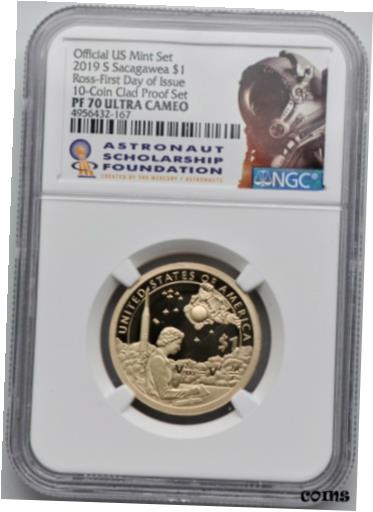 【極美品/品質保証書付】 アンティークコイン コイン 金貨 銀貨 [送料無料] 2019 S Sacagawea Dollar NGC PF70 Ultra Cameo First Day of Issue Rocketship Label