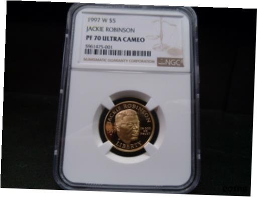 【極美品/品質保証書付】 アンティークコイン 金貨 1997-W PF70 Ultra Cameo Jackie Robinson Gold Commemorative NGC Certified Perfect [送料無料] #got-wr-8891-2561