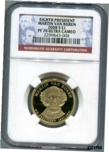 ڶ/ʼݾڽա ƥ    [̵] NGC-PF 70 UltraCameo 2008-S Proof MARTIN VAN BUREN Presidential Dollar