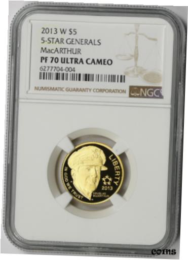  アンティークコイン コイン 金貨 銀貨  2013-W 5 Star Generals MacArthur Gold Modern Commemorative $5 PF 70 UCAM NGC