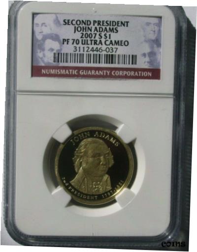 yɔi/iۏ؏tz AeB[NRC RC   [] 2007-S $1 John Adams Proof Presidential Dollar NGC PF70 Ultra Cameo