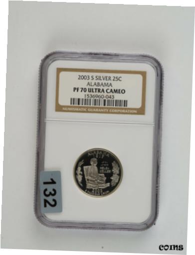 楽天金銀プラチナ　ワールドリソース【極美品/品質保証書付】 アンティークコイン コイン 金貨 銀貨 [送料無料] 2003-S Alabama SILVER State Quarter NGC PF70 Ultra Cameo