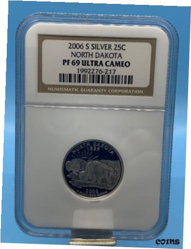 【極美品/品質保証書付】 アンティークコイン コイン 金貨 銀貨 [送料無料] 2006 S Silver 25C North Dakota PF 69 Ultra Cameo