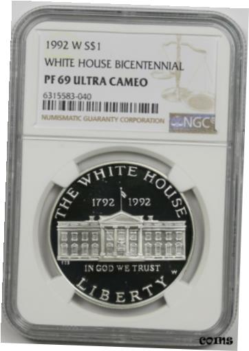 【極美品/品質保証書付】 アンティークコイン コイン 金貨 銀貨 [送料無料] 1992-W White House $1 NGC PF 69 Ultra Cameo Modern Commemorative Silver Dollar