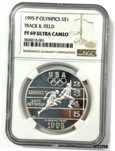 【極美品/品質保証書付】 アンティークコイン コイン 金貨 銀貨 送料無料 1995-P Olympics Track Field Commemorative Silver 1 - NGC PF 69 ULTRA CAMEO