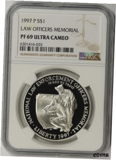  アンティークコイン コイン 金貨 銀貨  1997-P Law Officers Memorial Modern Silver Commemorative $1 PF 69 Ultra Cam NGC