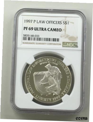  アンティークコイン コイン 金貨 銀貨  1997 P National Law Enforcement Officers Memorial Silver Dollar NGC PF 69