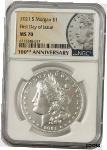 ڶ/ʼݾڽա ƥ    [̵] 2021 S 100th Anniversary Morgan Dollar San Francisco Privy S$1 NGC MS70 FDOI