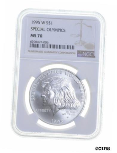 【極美品/品質保証書付】 アンティークコイン コイン 金貨 銀貨 送料無料 MS70 1995-W Special Olympics Commemorative Silver Dollar - Graded NGC 5308