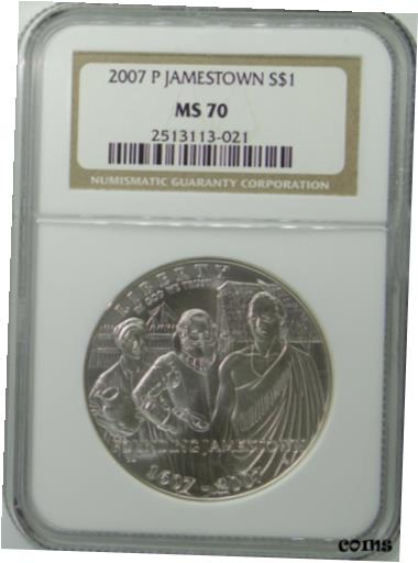 yɔi/iۏ؏tz AeB[NRC RC   [] 2007-P Jamestown 400th Anniversary Commemorative $1 Silver Coin, NGC MS70 MS-70