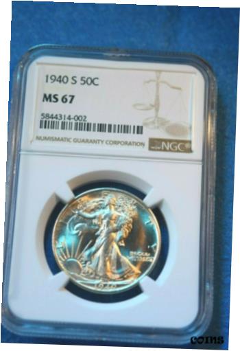 【極美品/品質保証書付】 アンティークコイン 硬貨 1940-S WALKING LIBERTY HALF DOLLAR NGC CERTIFIED MS-67 WHITE HOT BLAZER COIN #40 [送料無料] #oct-wr-8894-2031