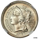 1873 3CN クローズ 3 MS67 NGC ニッケル1873 3CN Closed 3 MS67 NGC Nickel