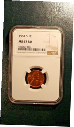 楽天金銀プラチナ　ワールドリソース【極美品/品質保証書付】 アンティークコイン コイン 金貨 銀貨 [送料無料] 1954 S Lincoln Wheat Cent NGC MS67 RED GEM1C Coin PRICED FOR QUICK SALE!