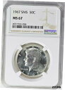 yɔi/iۏ؏tz AeB[NRC RC   [] 1967 SMS KENNEDY HALF DOLLAR NGC MS67 BU COIN IN HIGH GRADE