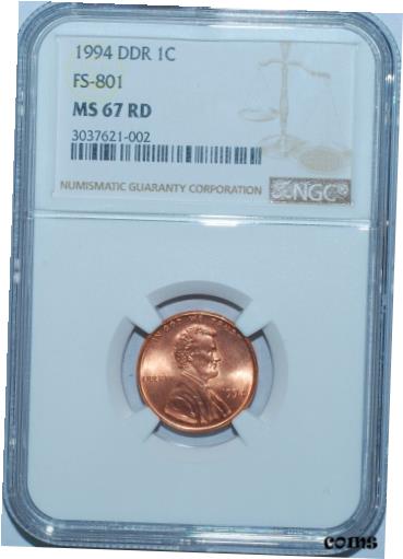 ڶ/ʼݾڽա ƥ Ų 1994 NGC MS67RD FS-801 Red Double Doubled Die Reverse Lincoln Cent Tied 4 Finest [̵] #oot-wr-8894-5109