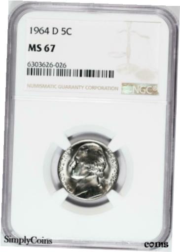 ڶ/ʼݾڽա ƥ    [̵] 1964-D Jefferson Nickel ~ NGC MS67 ~ TOP POP Finest Known Registry V4-626-026