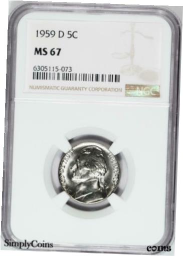 yɔi/iۏ؏tz AeB[NRC RC   [] 1959-D Jefferson Nickel ~ NGC MS67 ~ TOP POP REGISTRY ~ GEM BU V4-115-073