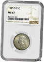 yɔi/iۏ؏tz AeB[NRC RC   [] 1945 D 25C Silver Washington Quarter NGC MS67 Gem Uncirculated Coin