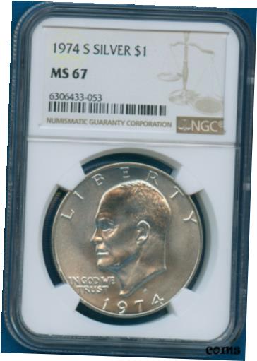 yɔi/iۏ؏tz AeB[NRC RC   [] 1974 S NGC MS67 Eisenhower Dollar $1 US Mint Ike Silver 1974-S MS-67 PQ WOW !