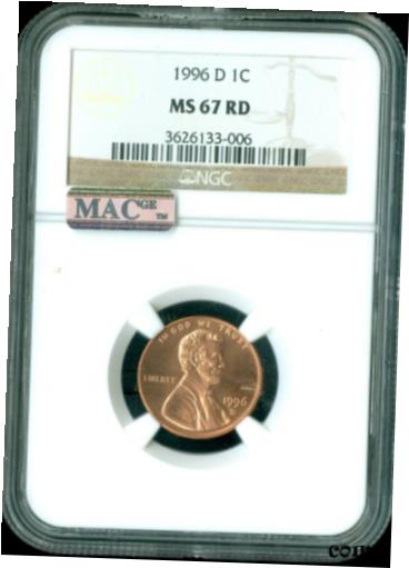  アンティークコイン コイン 金貨 銀貨  1996-D LINCOLN CENT NGC MAC MAC MS67 RED PQ 2ND FINEST GRADE MAC SPOTLESS.