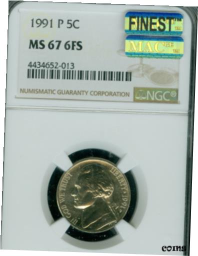 ڶ/ʼݾڽա ƥ    [̵] 1991-P JEFFERSON NICKEL NGC MS67 FS PQ MAC FINEST REGISTRY MAC SPOTLESS *